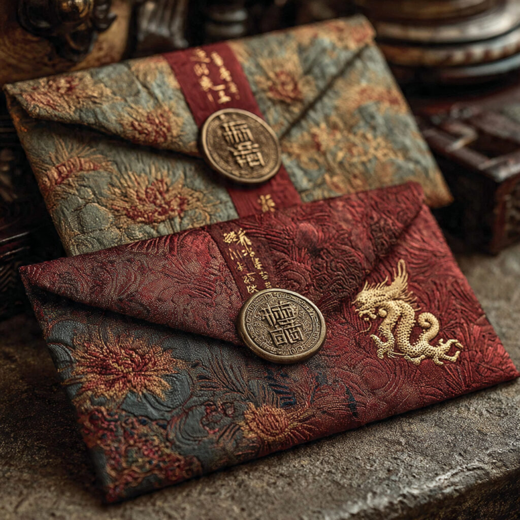 traditional cash envelopes in cultural colors like