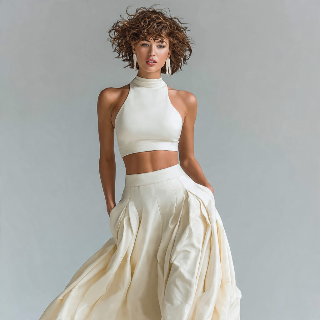 21 Best Dream Wedding Ideas Dresses to Inspire Your Look 16 two piece bridal outfit crop top and full