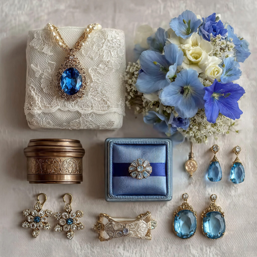 wedding accessories laid out for the irish