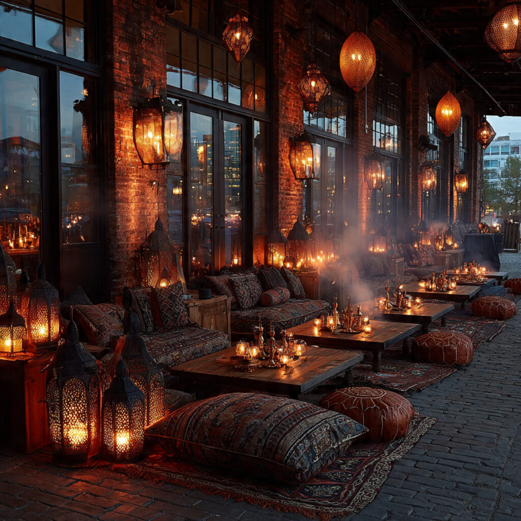 wedding after party hookah lounge setup low