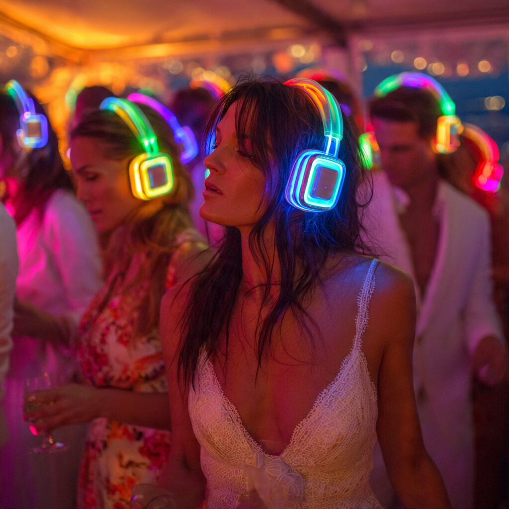 wedding after party silent disco guests wearing