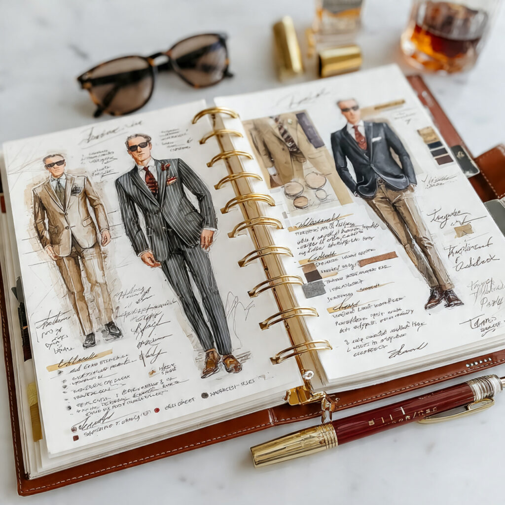 wedding binder page with groom and groomsmen