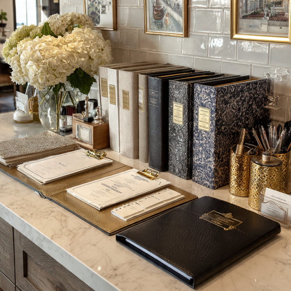 wedding binder section showing contracts marriage license