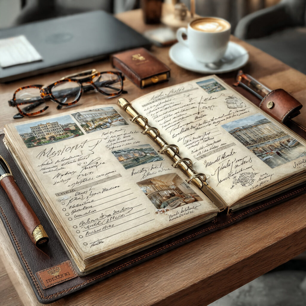 wedding binder showing hotel options reservation notes