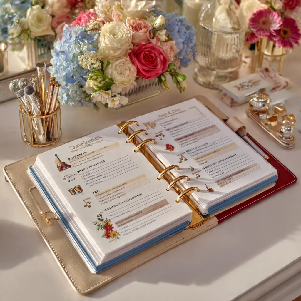 wedding binder with dj and band notes 1