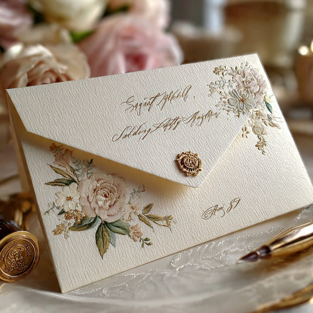 wedding card with cash envelope elegant calligraphy