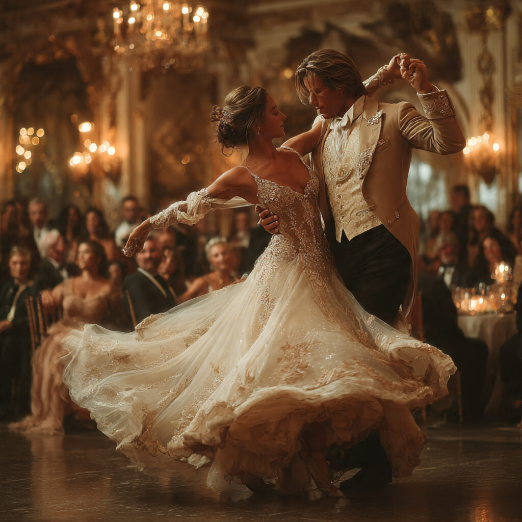 wedding couple leading guests in a polonaise