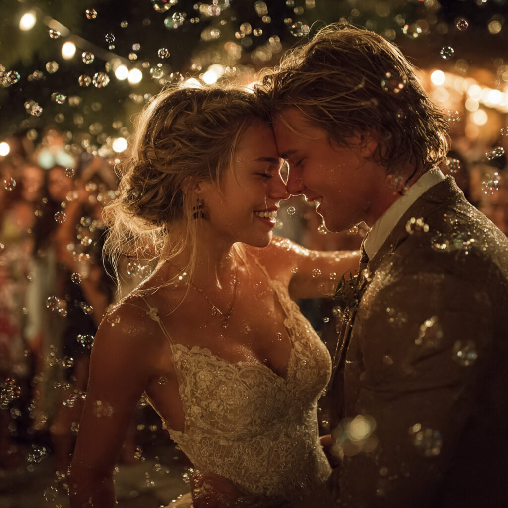 18 Stunning Wedding Send Off Ideas for an Unforgettable Exit 5 wedding couple surrounded by hundreds of glowing