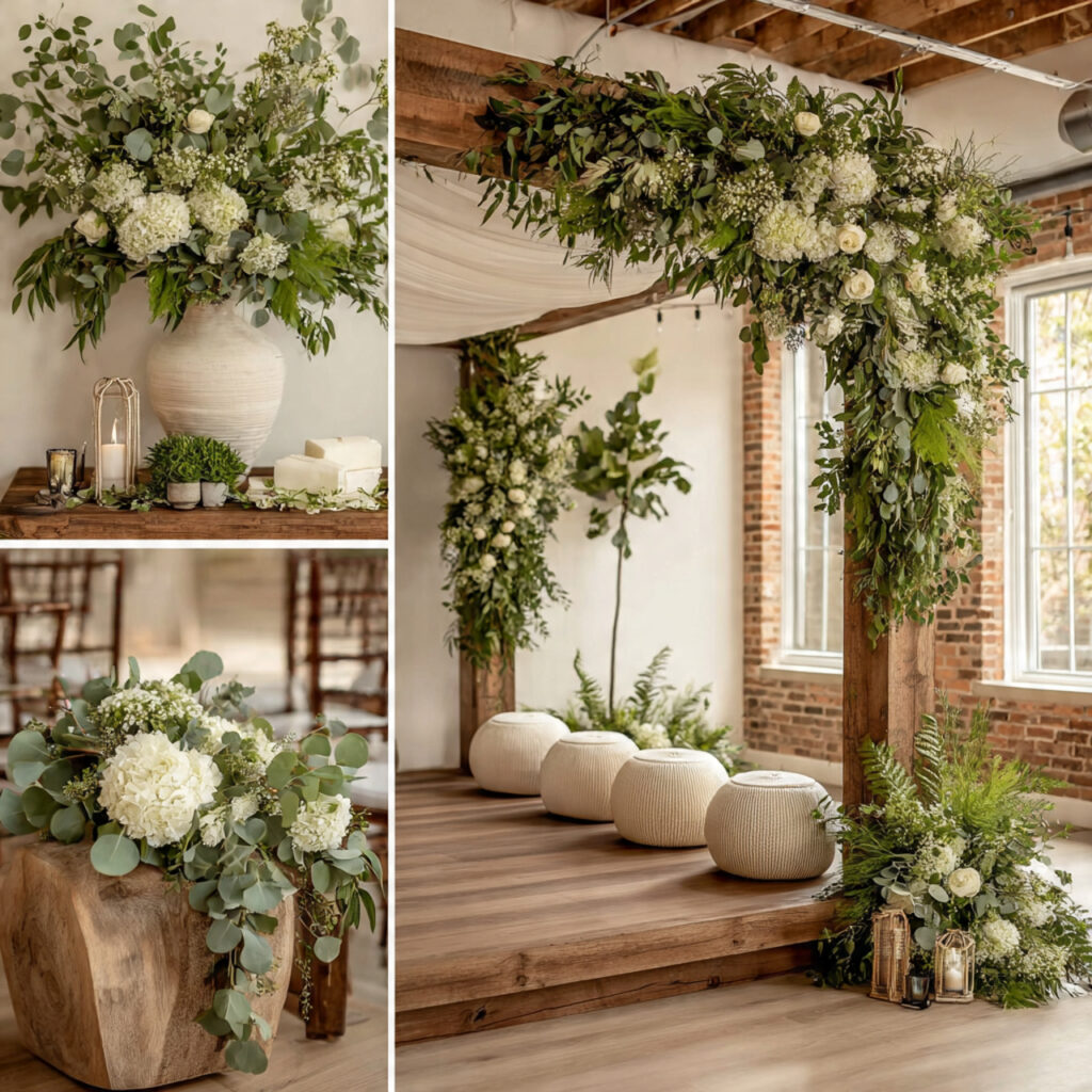24 Affordable Wedding Flower Cost Ideas for Elegant Celebrations 6 wedding d cor using mostly greenery eucalyptus ruscus ferns minimal
