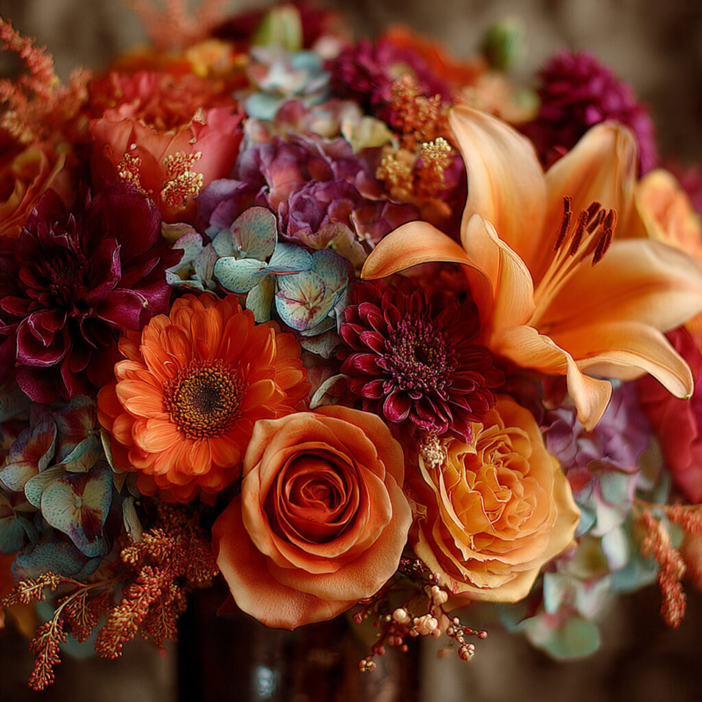 wedding floral arrangements with seasonal flowers like