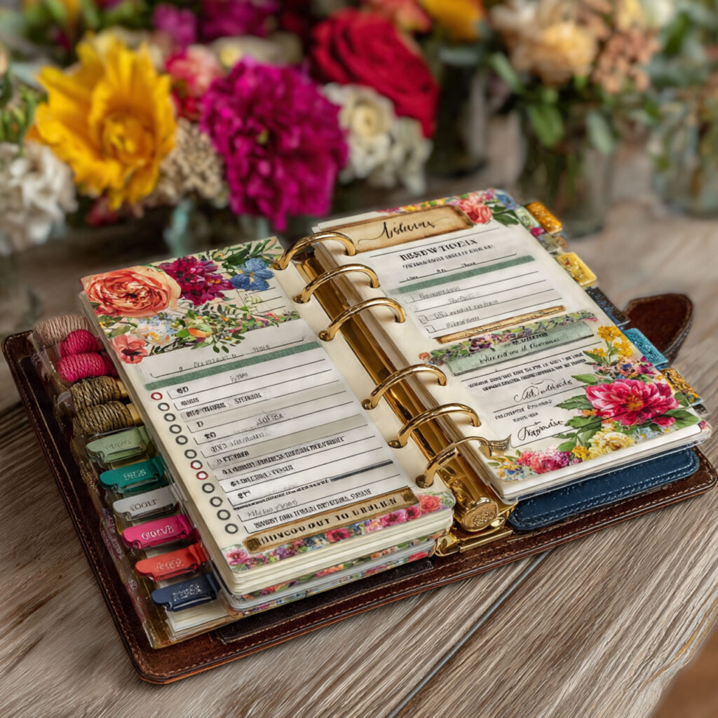 wedding guest list tracker inside a binder