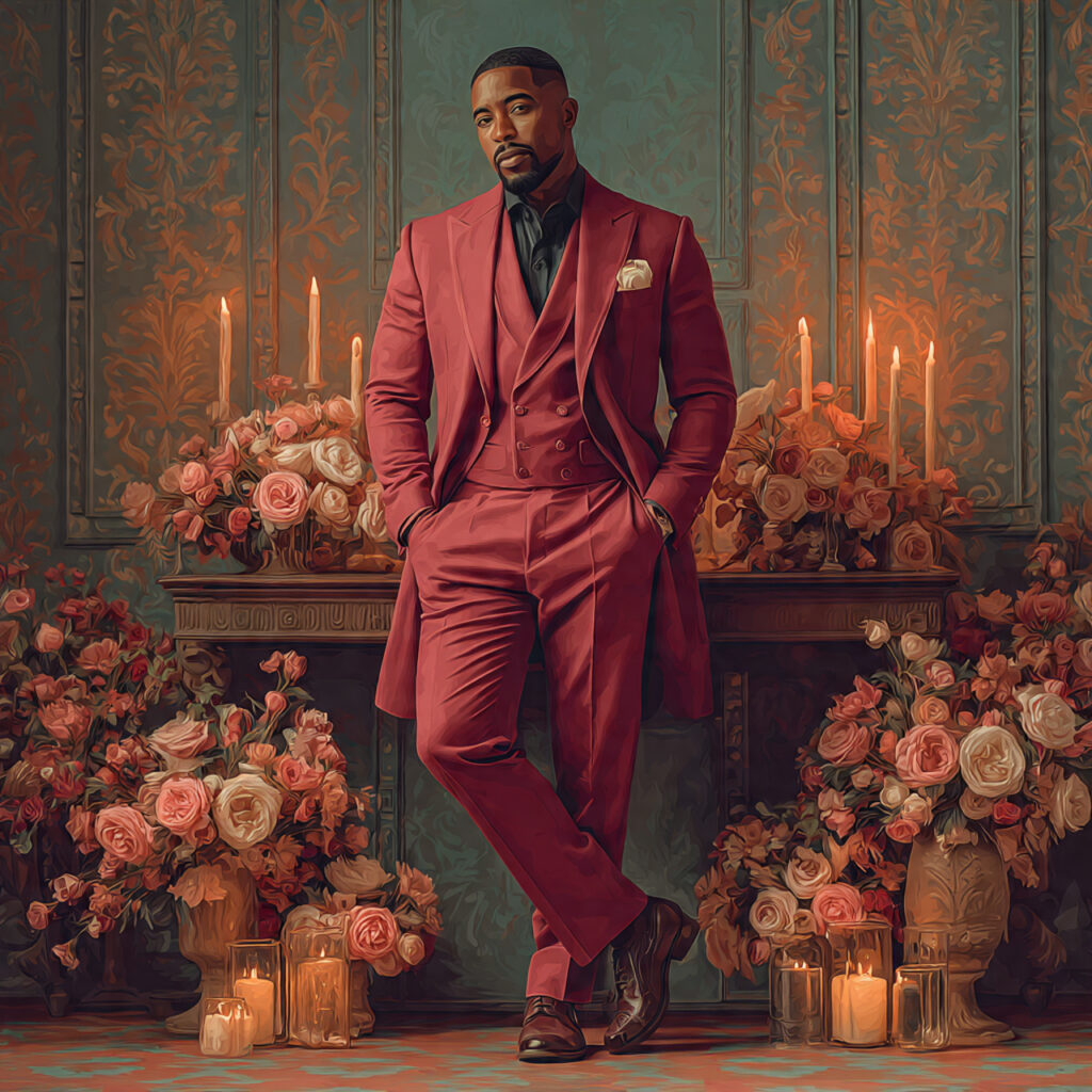 wedding officiant wearing a bold colored dress or