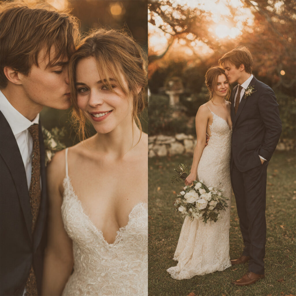 wedding photographer capturing couple portraits and ceremony