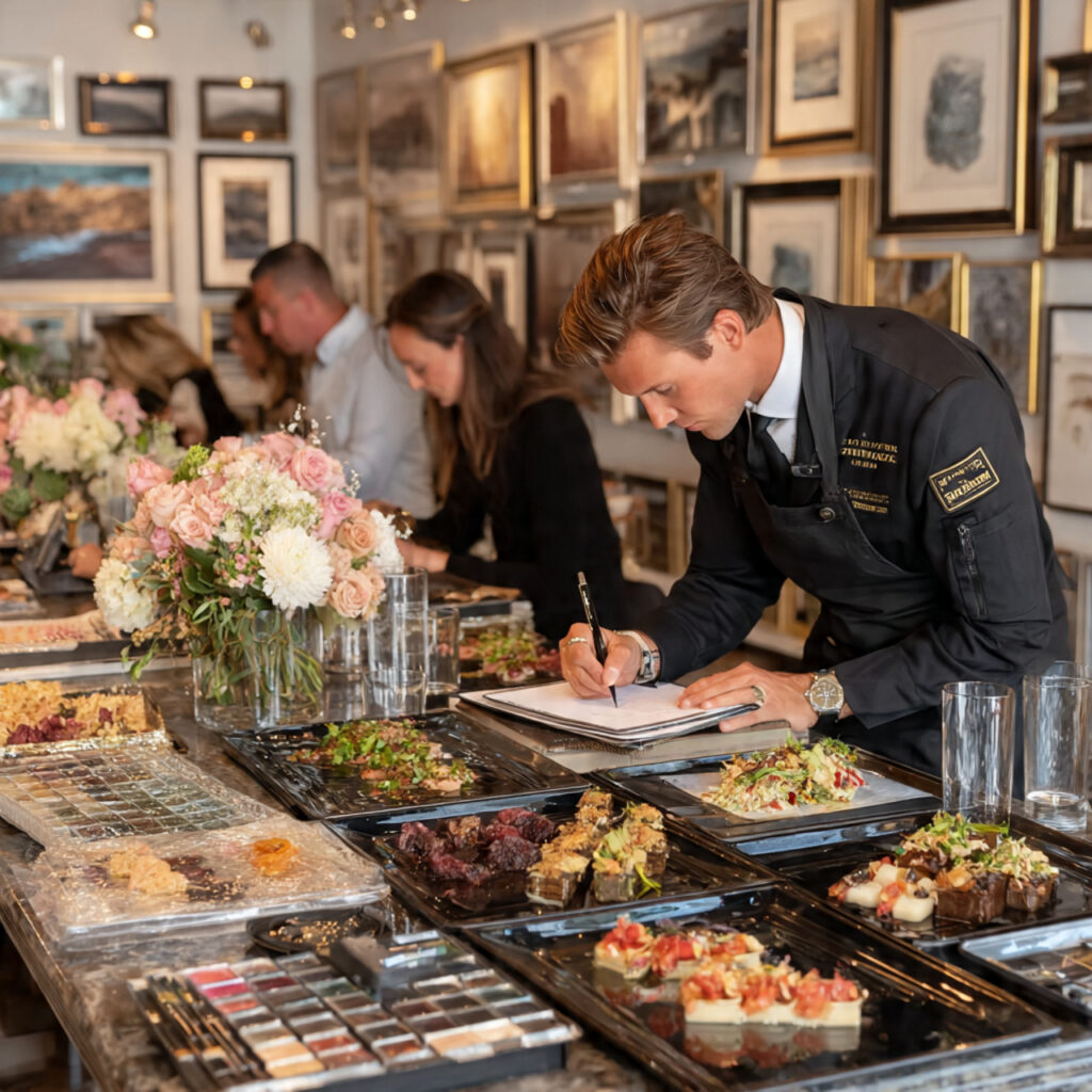 wedding planner meeting multiple vendors at a