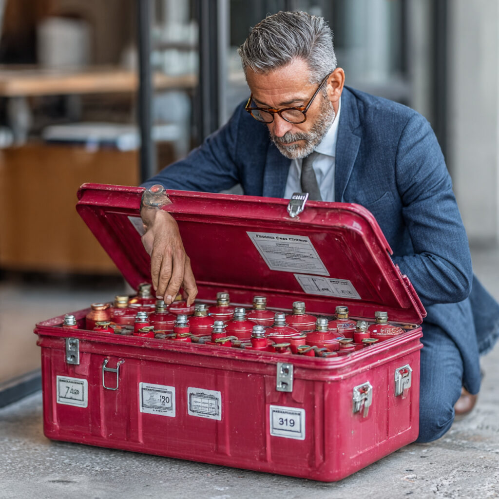 wedding planner preparing emergency plan checking first aid