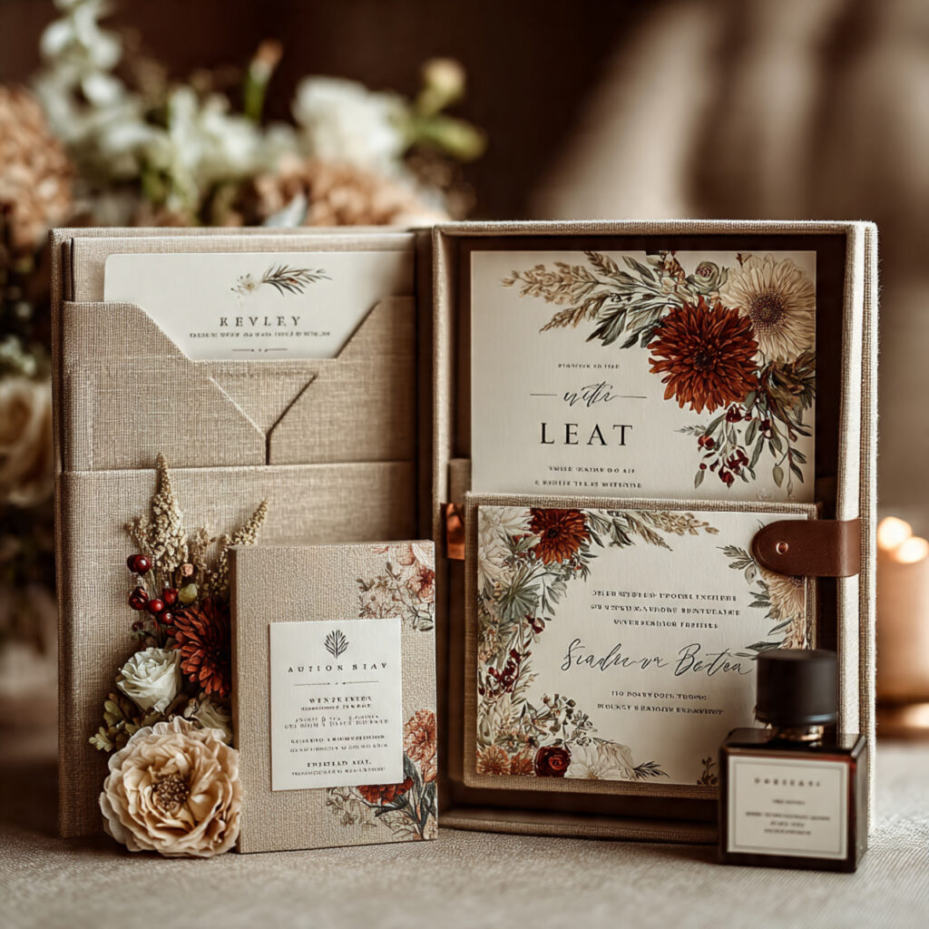 wedding stationery section in a binder featuring 1