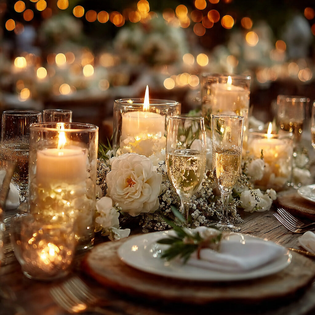 24 Affordable Wedding Flower Cost Ideas for Elegant Celebrations 15 wedding tablescape with clusters of candles and