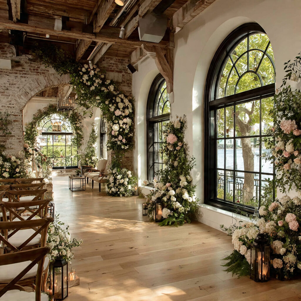 24 Affordable Wedding Flower Cost Ideas for Elegant Celebrations 17 wedding venue with flowers concentrated at key