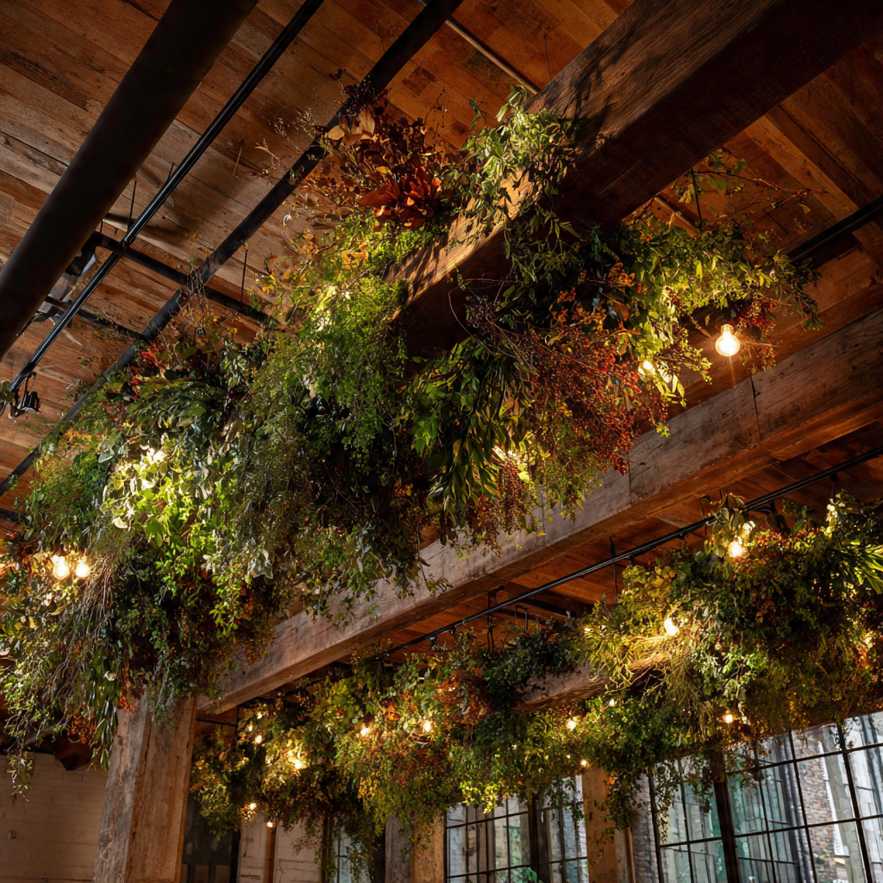 Winter Greenery Installation Overhead