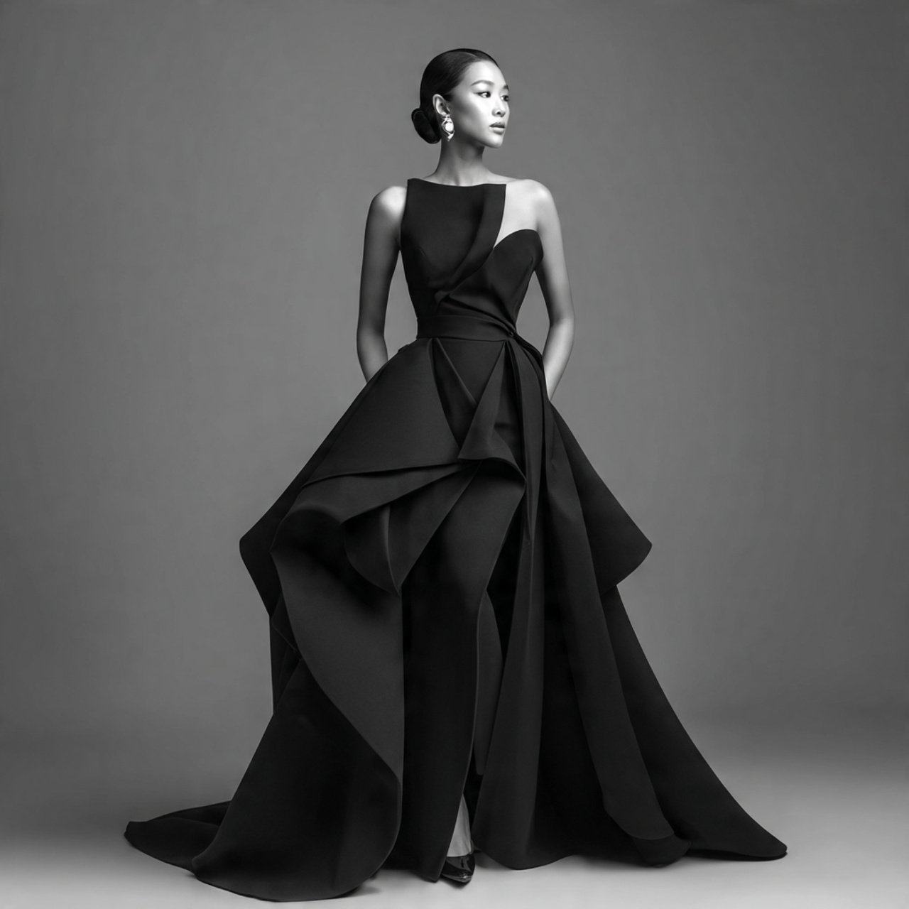 25 Black Tie Wedding Attire Ideas for a Stunning Look 4 Sculptural Evening Gown