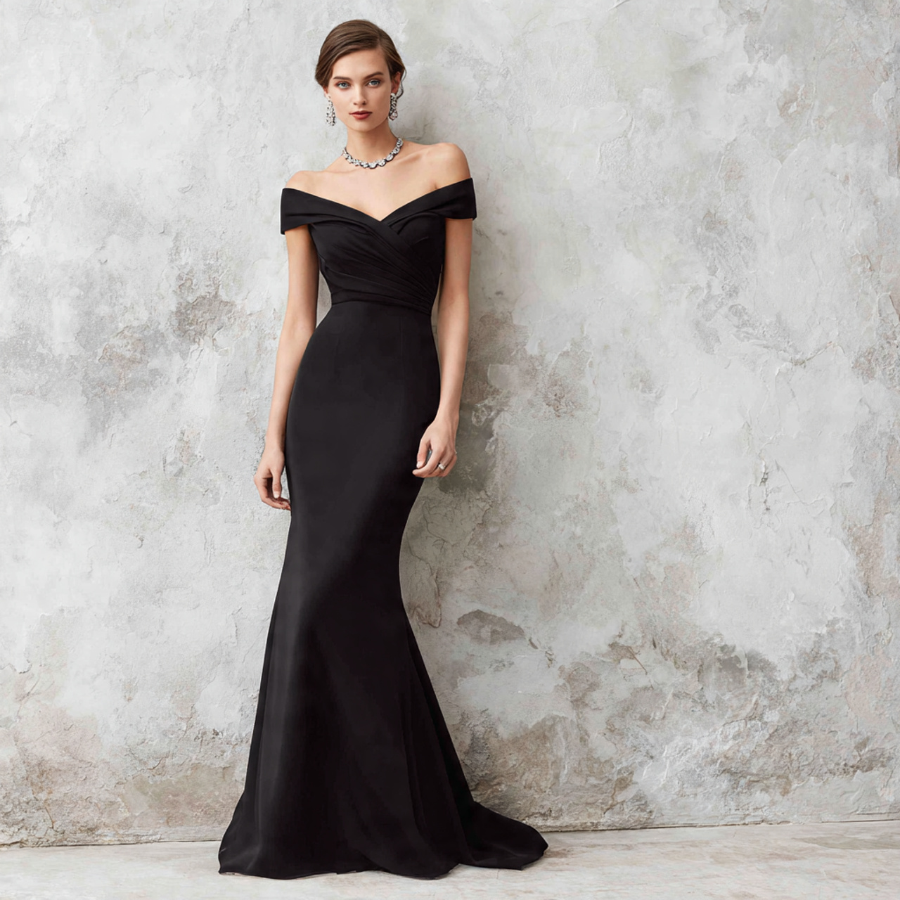 25 Black Tie Wedding Attire Ideas for a Stunning Look 14 Off-the-Shoulder Gown
