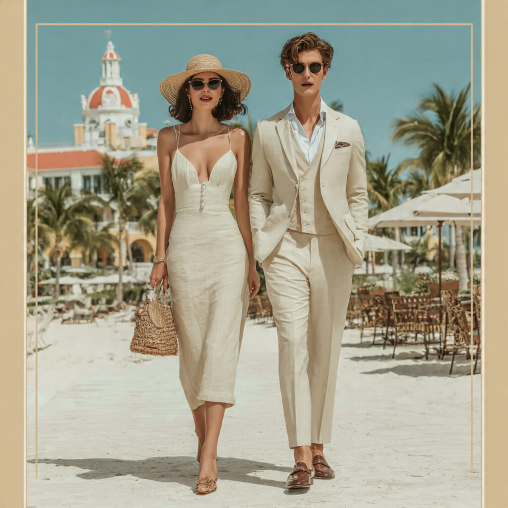 woman in wrinkle free co ord dress with sun