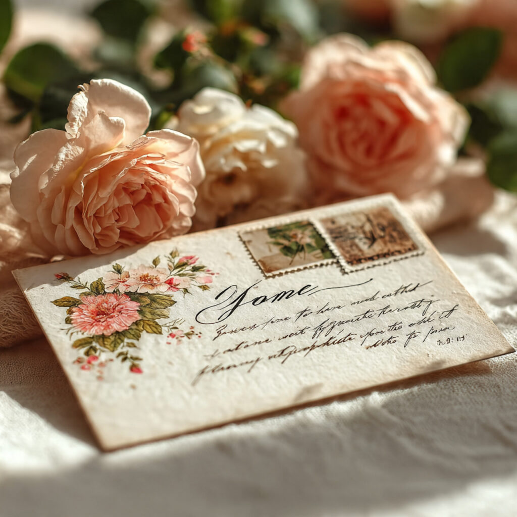 a delicate white card with handwritten emotional