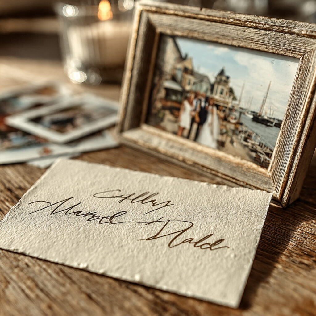 a heartfelt handwritten wedding card on a
