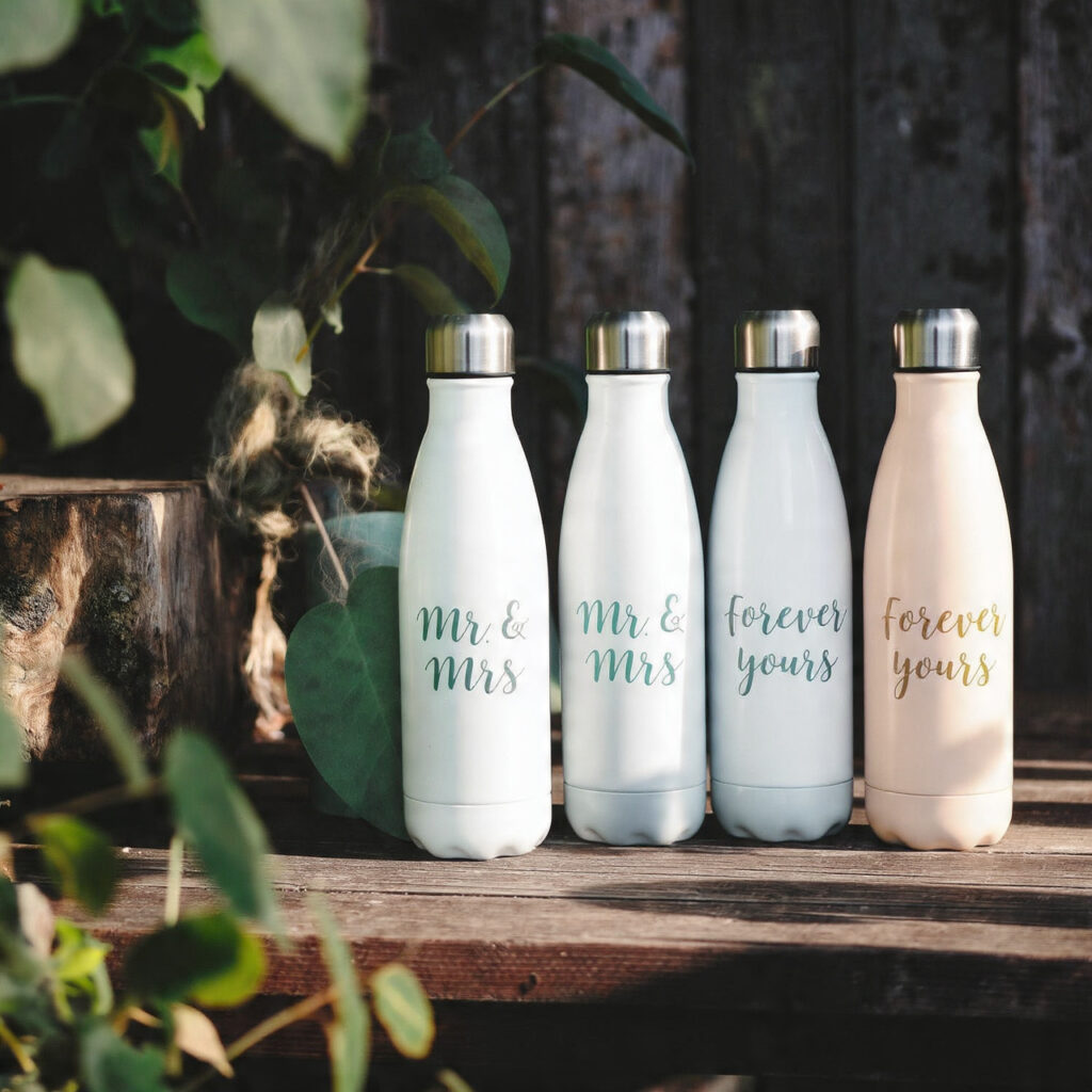 a lifestyle image of stainless steel reusable