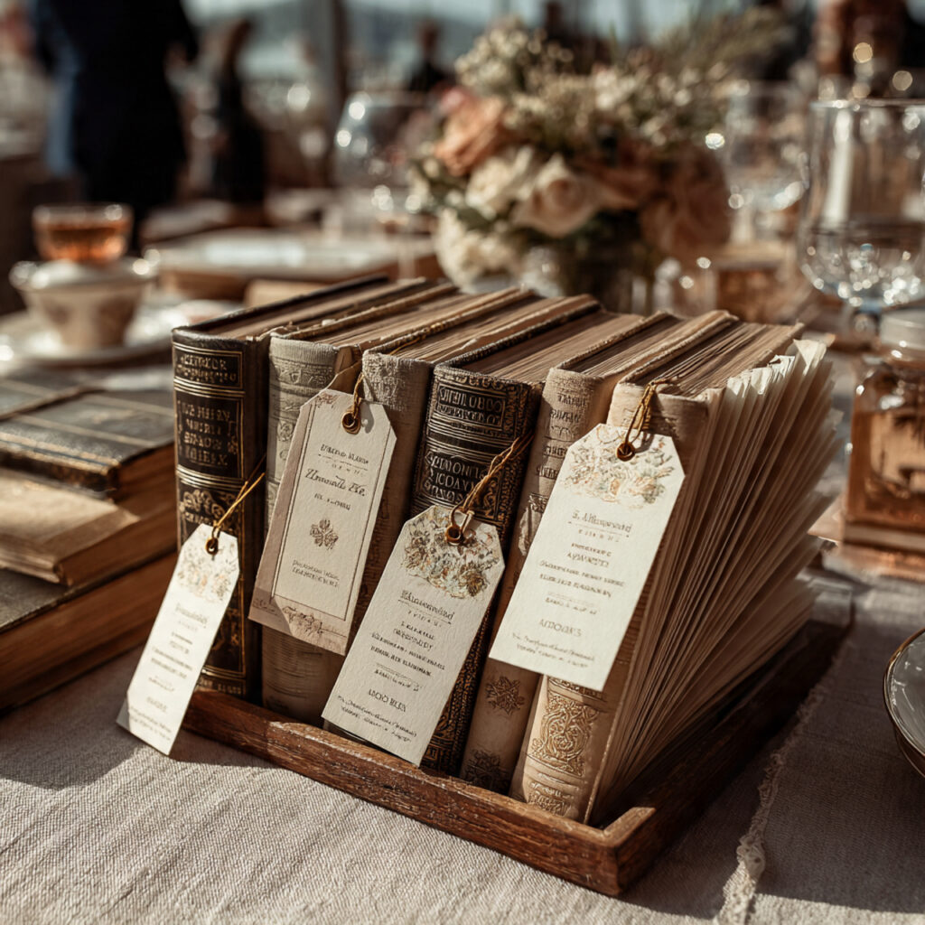 a minimal flat lay of personalized bookmarks placed