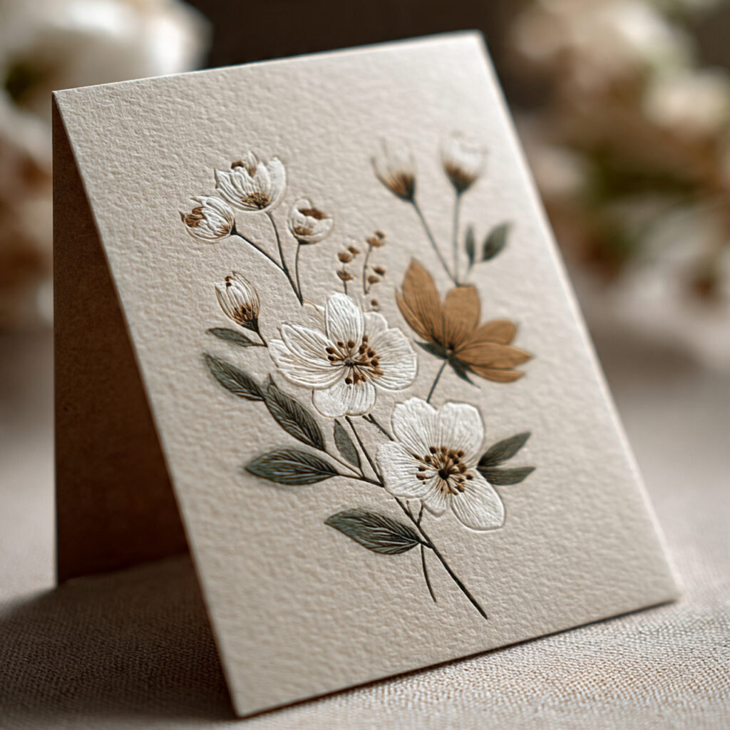 a neutral universally appealing wedding card with
