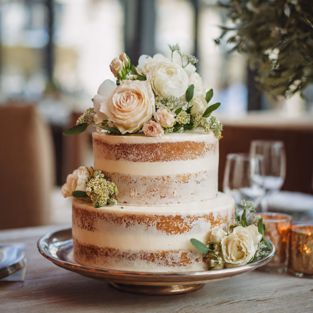 a wedding cake with subtle floral 1