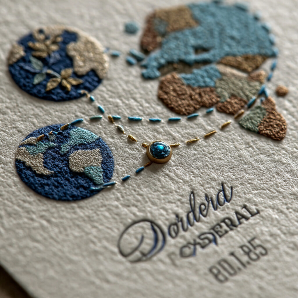 a wedding card connected by a drawn