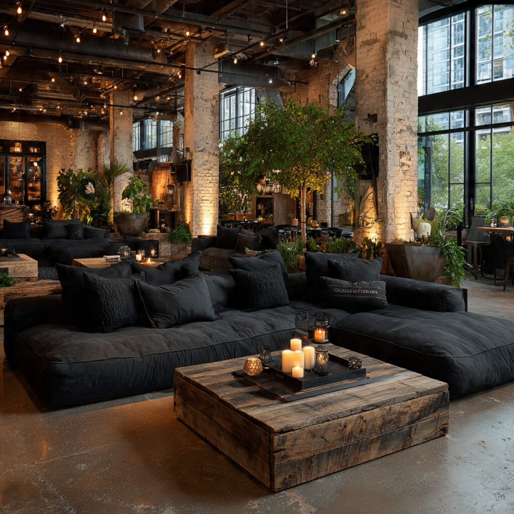 bachelor party decor featuring lounge seating low