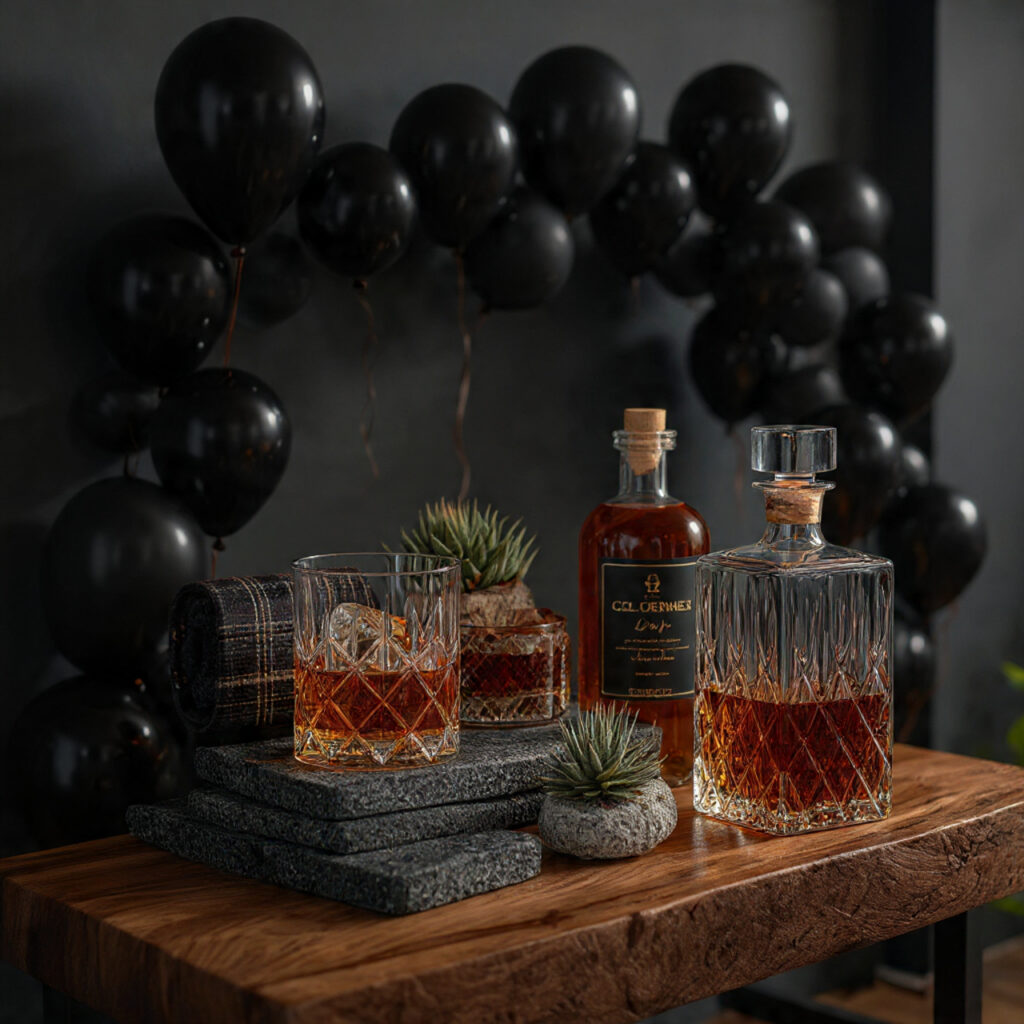 bachelor party decor with custom wall grid 1 1