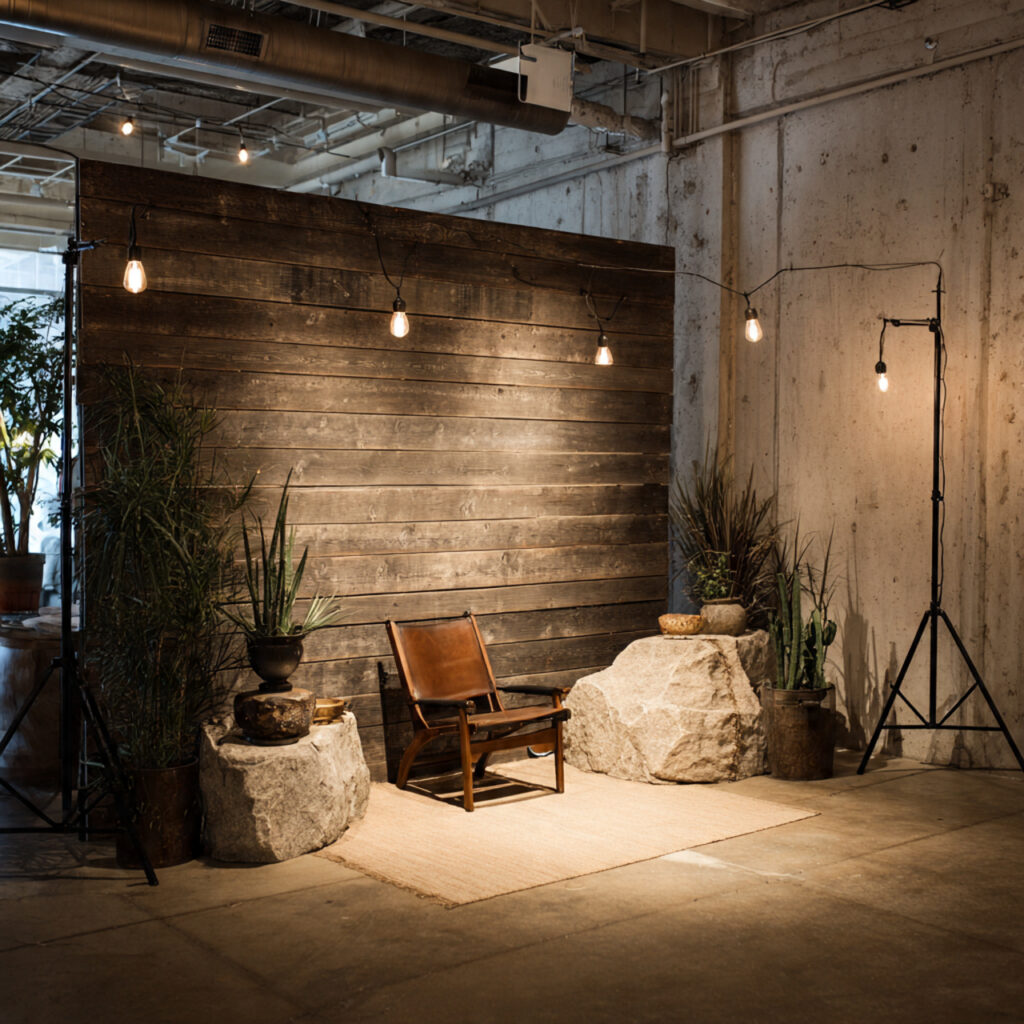 bachelor party photo area with a simple