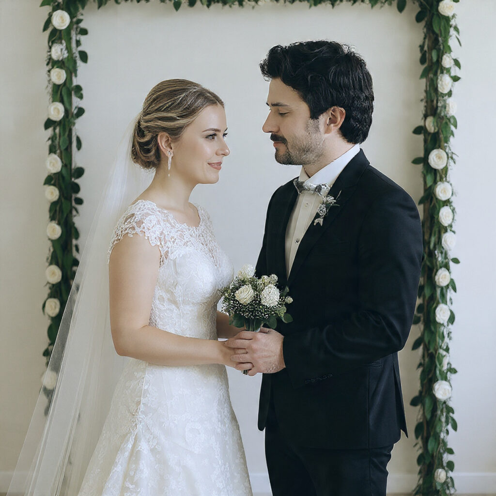 couple sharing quiet private moment before ceremony