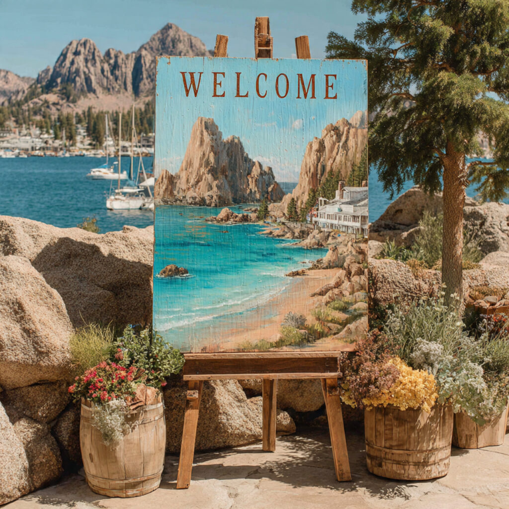 destination wedding welcome sign inspired by beach