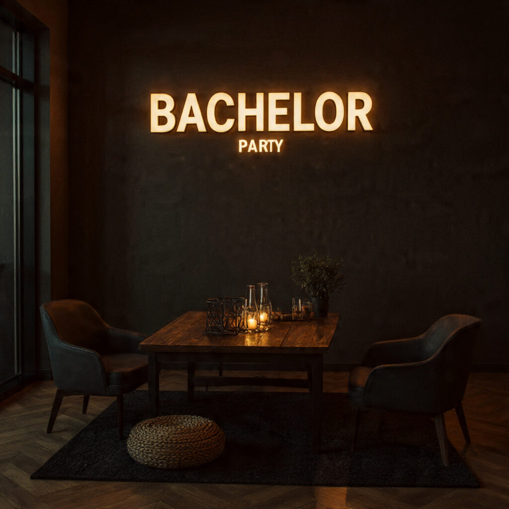 indoor bachelor party decor with a minimal 1