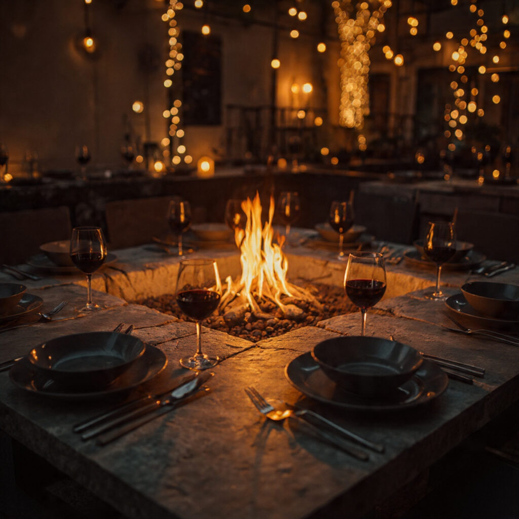 indoor bachelor party decor with minimal tabletop