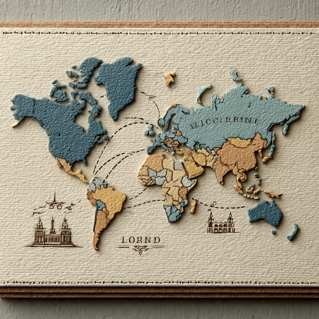 long distance themed anniversary card with two locations