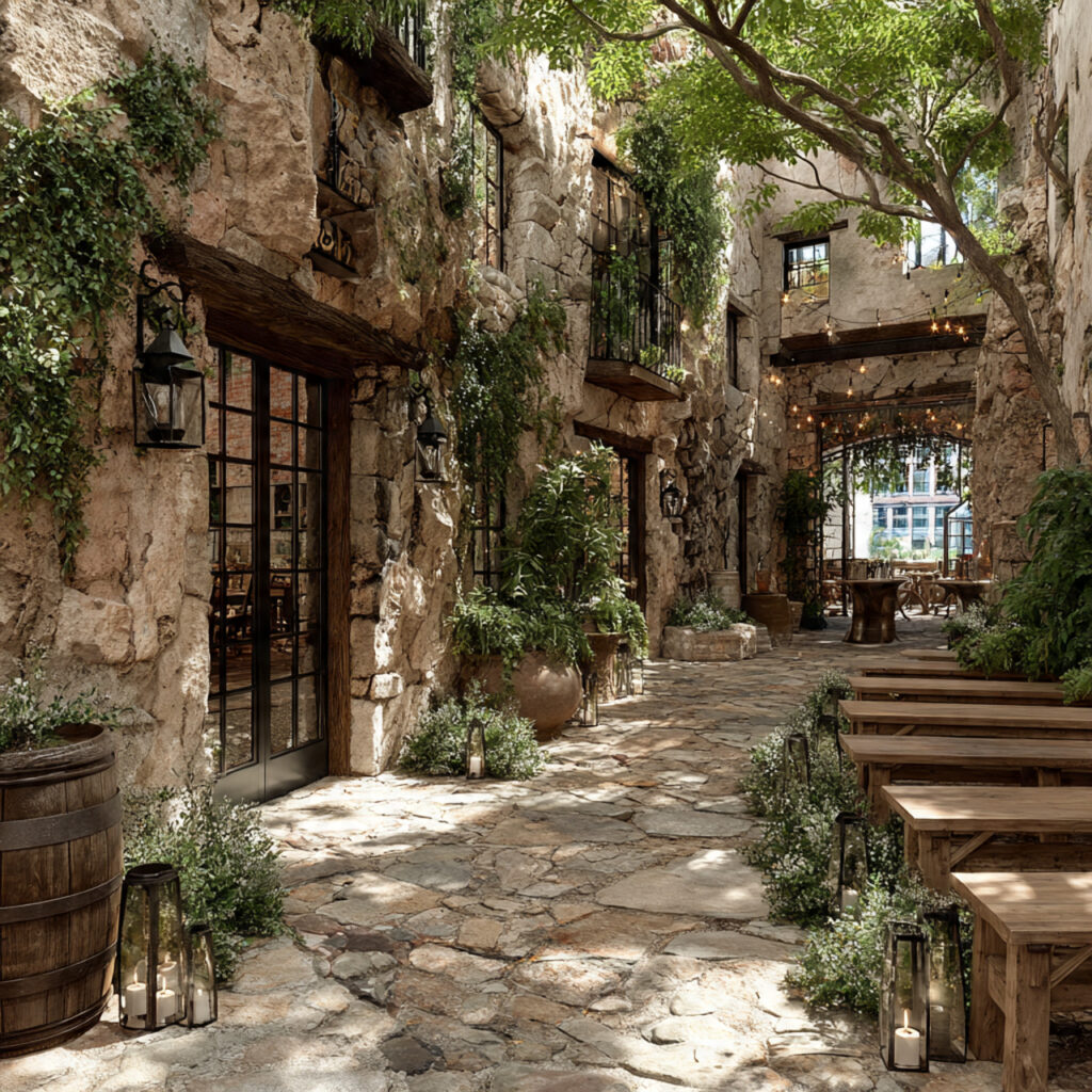 outdoor wedding ceremony in a mexican courtyard