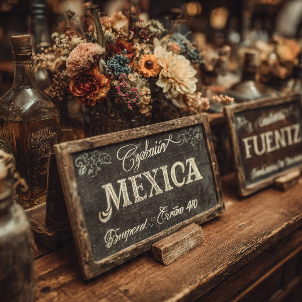 rustic mexican wedding signage hand painted wooden boards