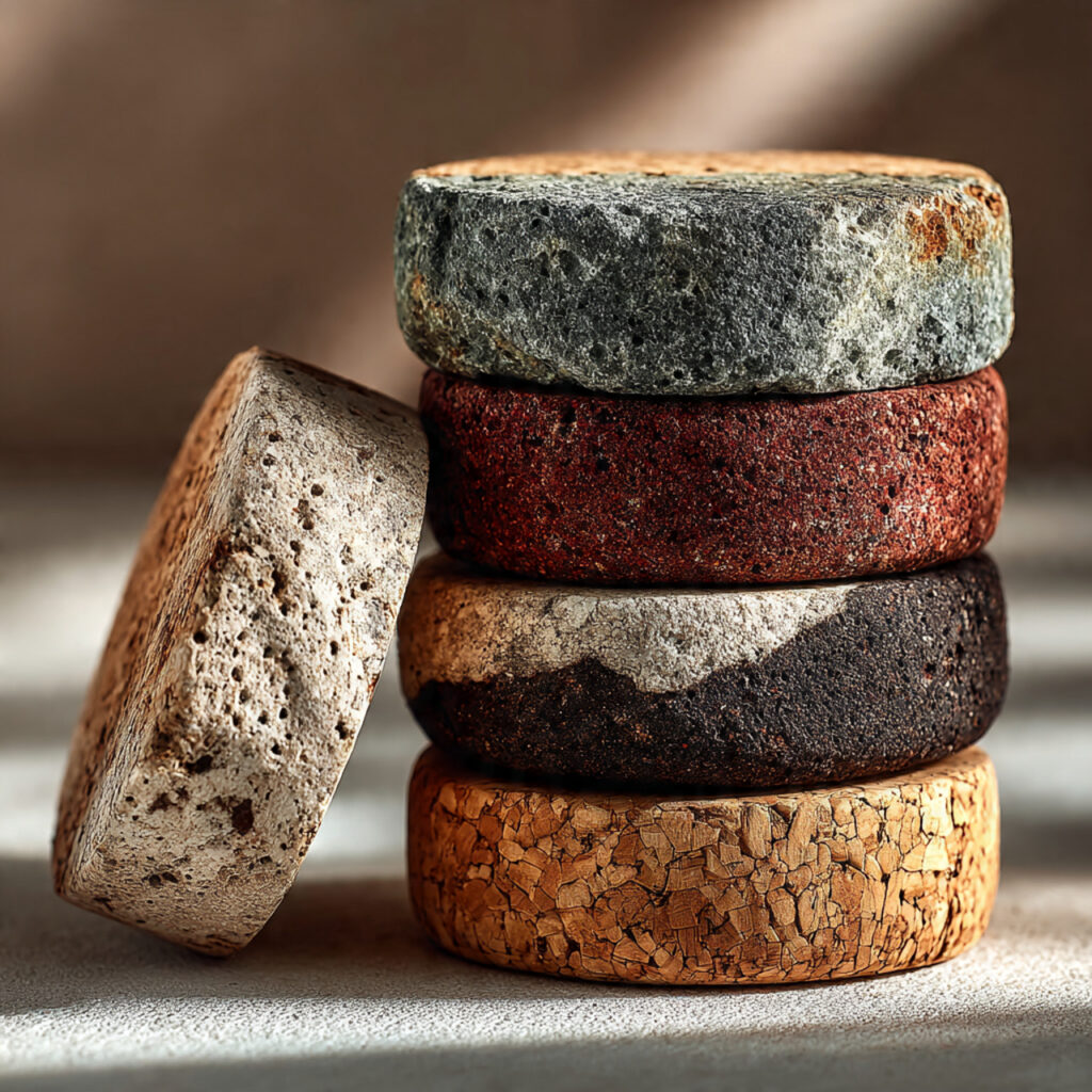 stone and cork coasters with minimal engraving