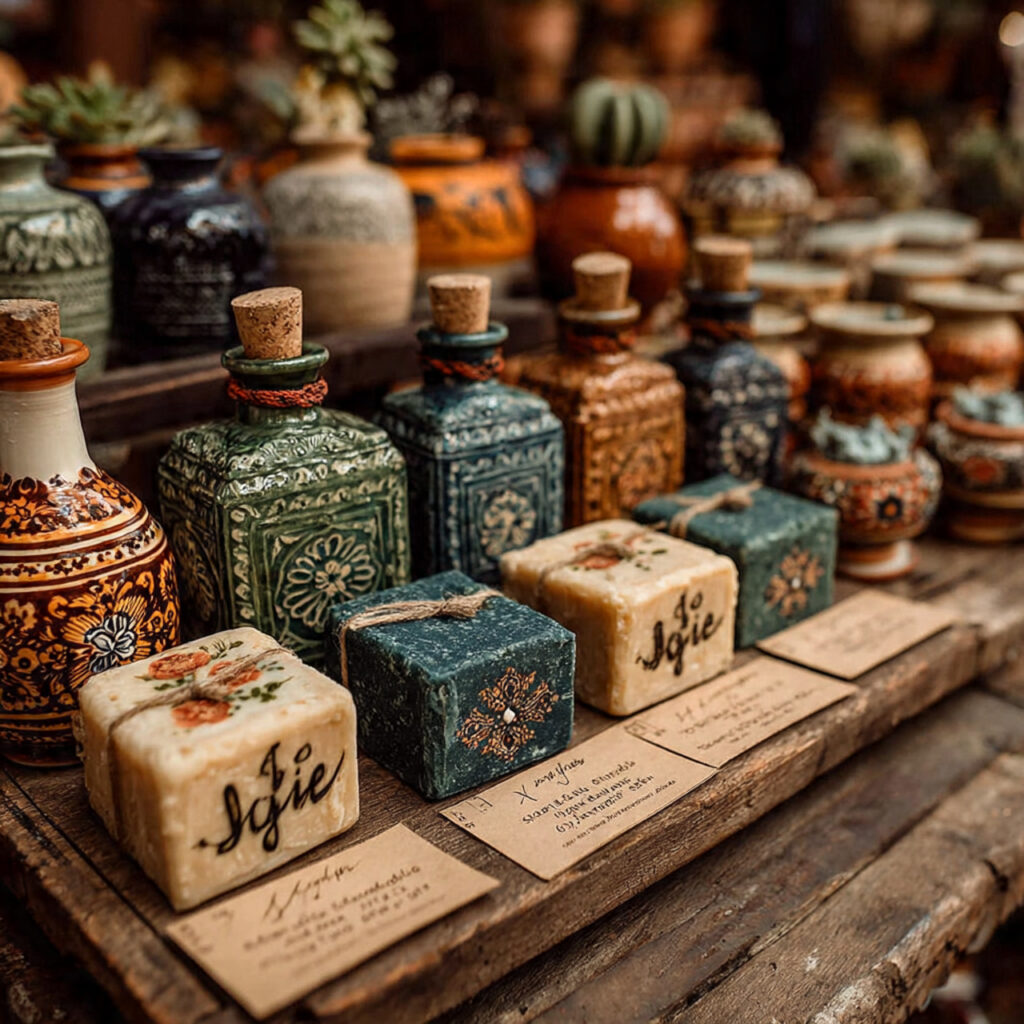 table of wedding favors handmade mexican soaps