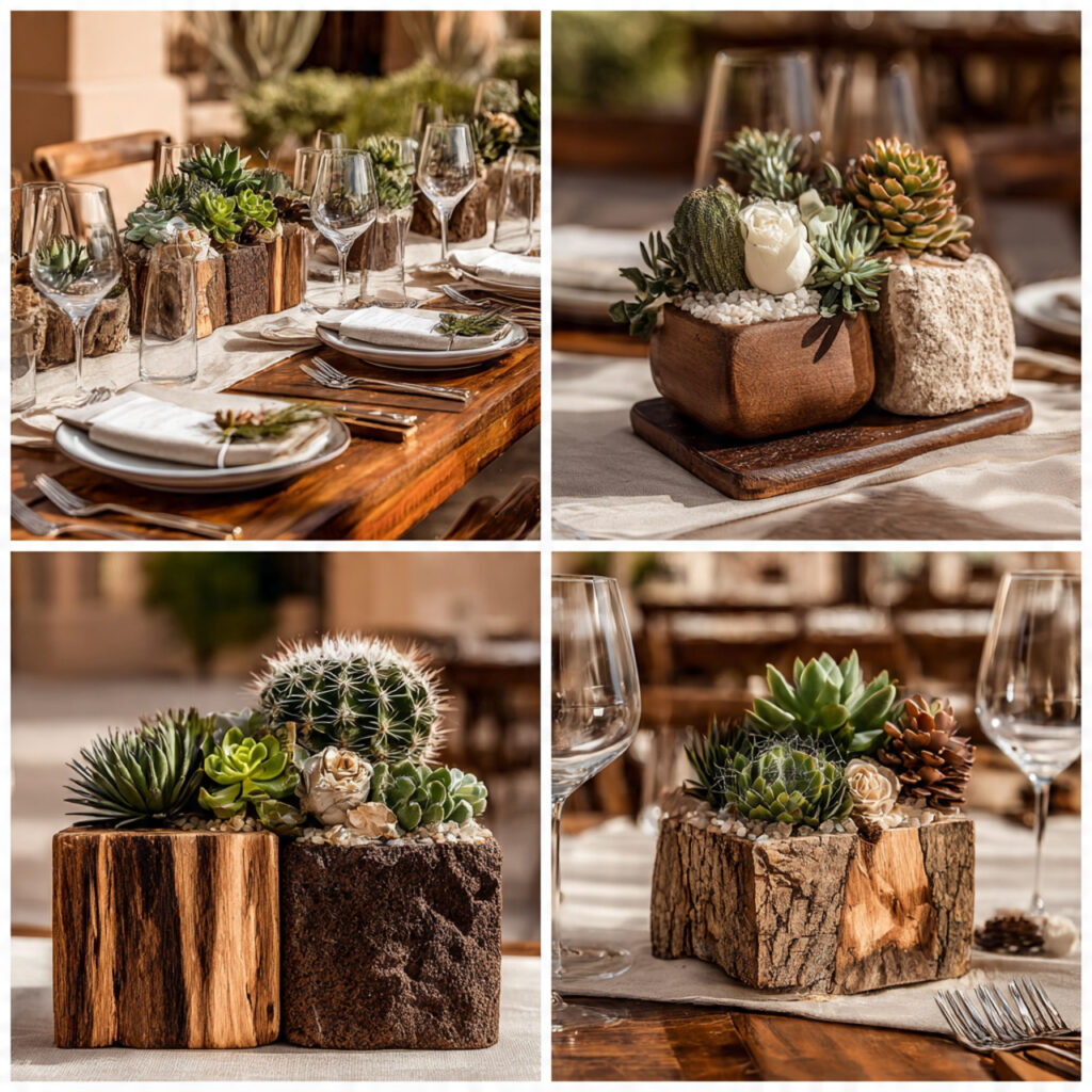 wedding centerpieces and decor using cacti and