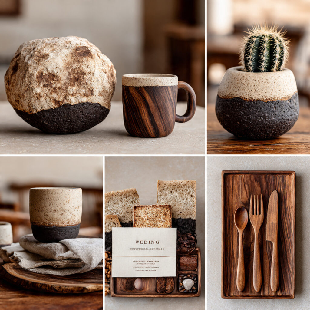 wedding decor highlighting natural mexican materials wood