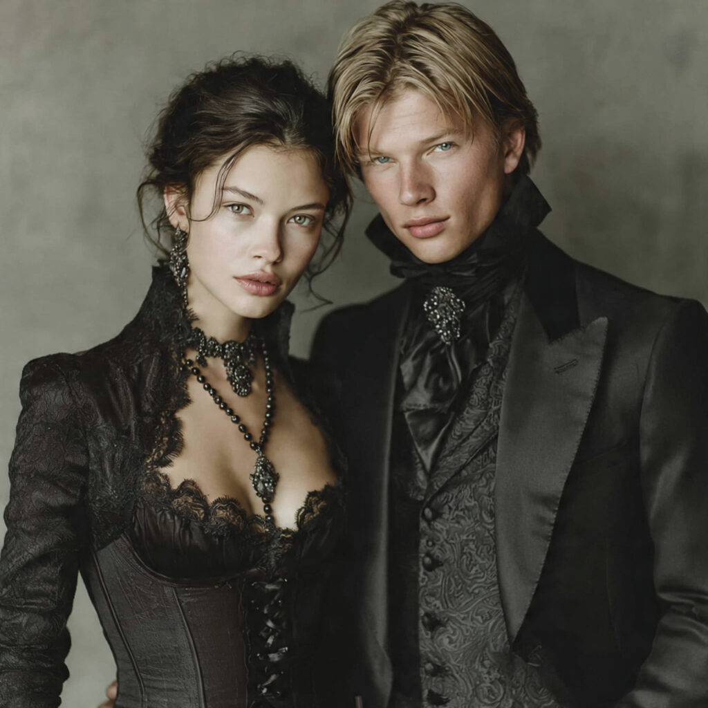 a bride wearing a tailored black wedding