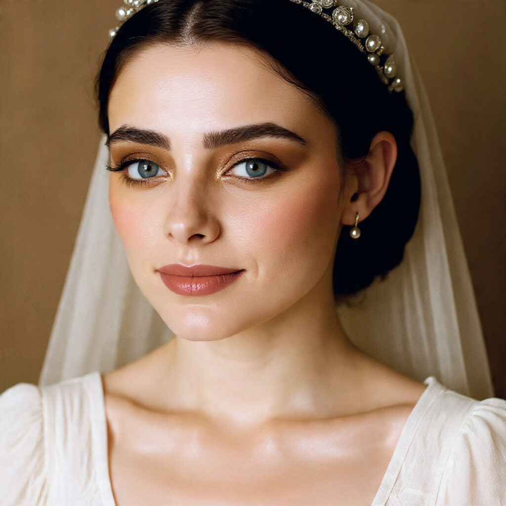 a bride with defined natural brows earthy