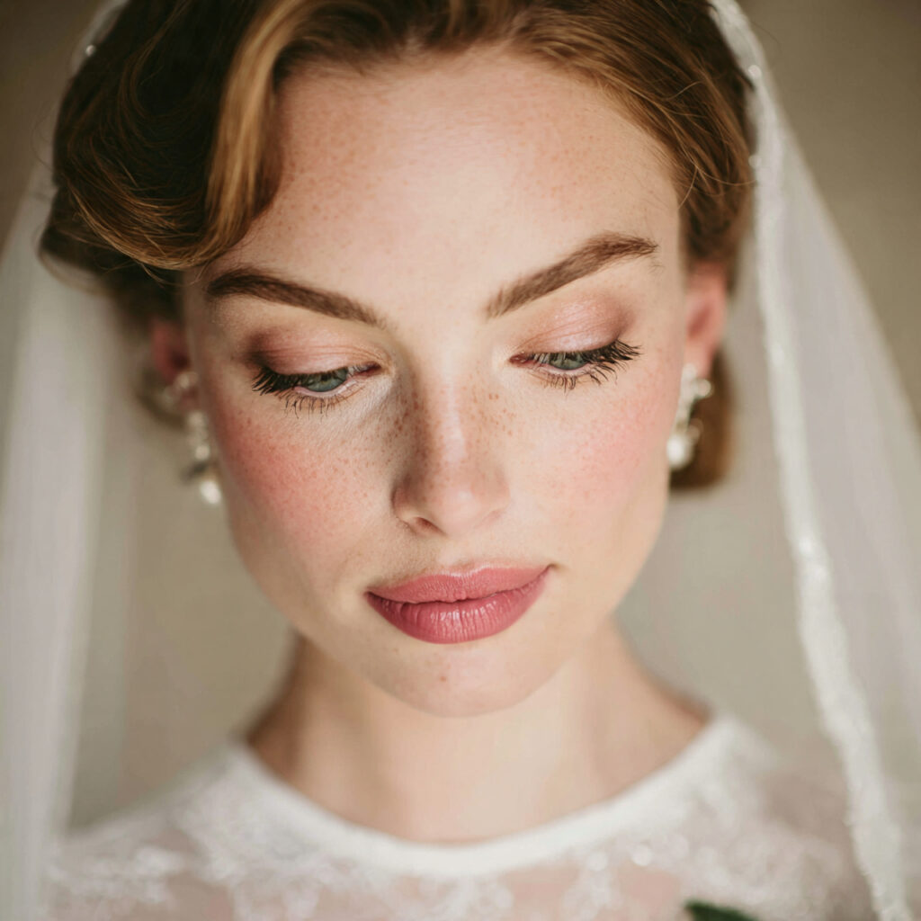 a bride with defined natural brows softly